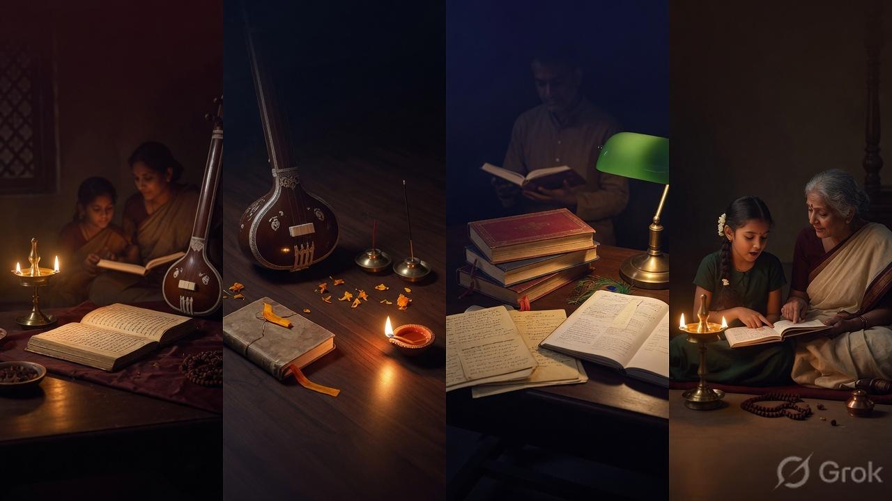 Shastra — study, music, and sacred learning across generations